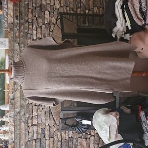 Tan Poncho Turtleneck Sweater One Size